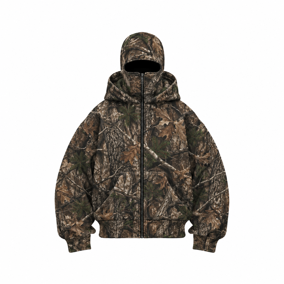Camo mask cotton zip up