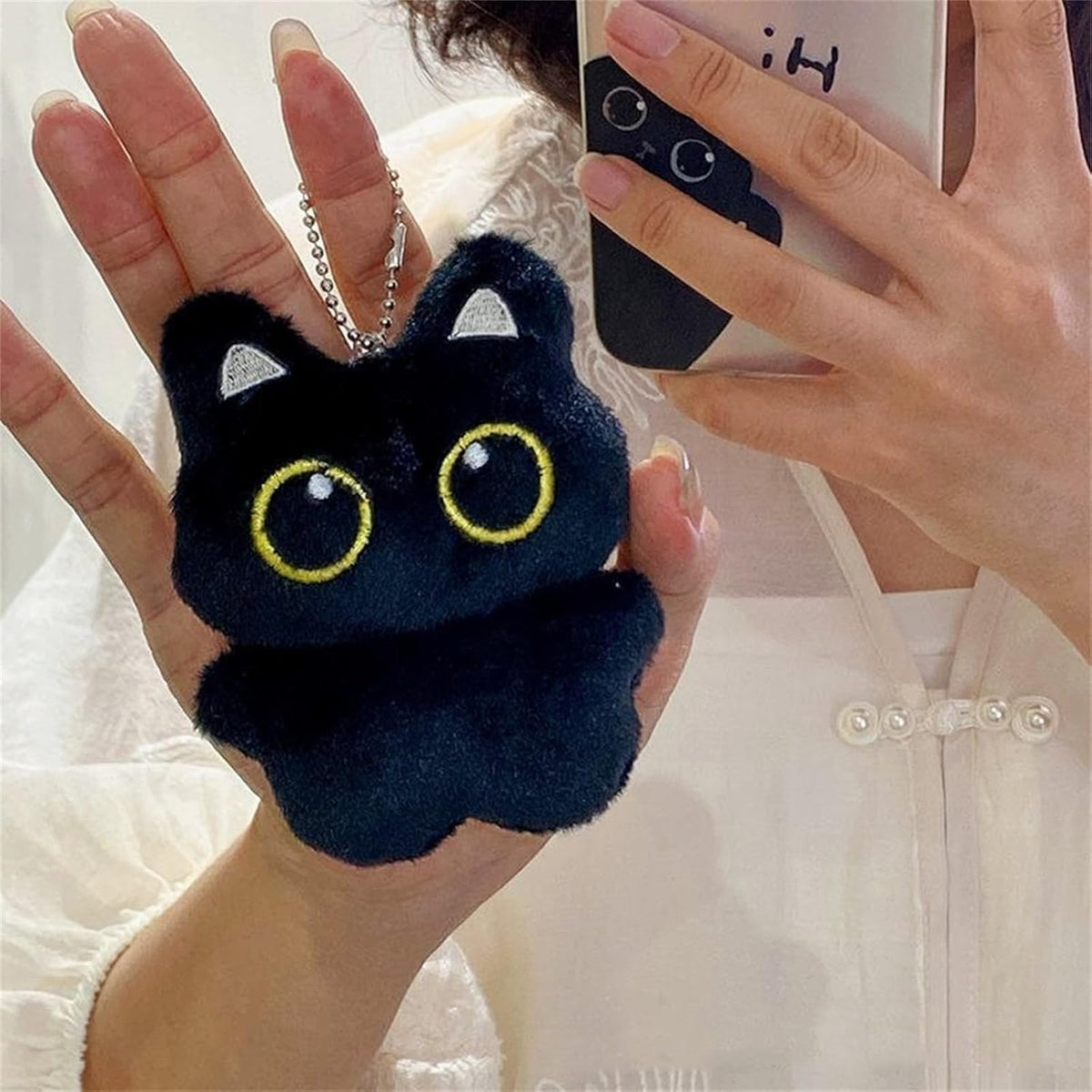 Black Cat Plush Keychain Bag Charms – Cute Kawaii Accessories for Handbags, Backpacks & Purses