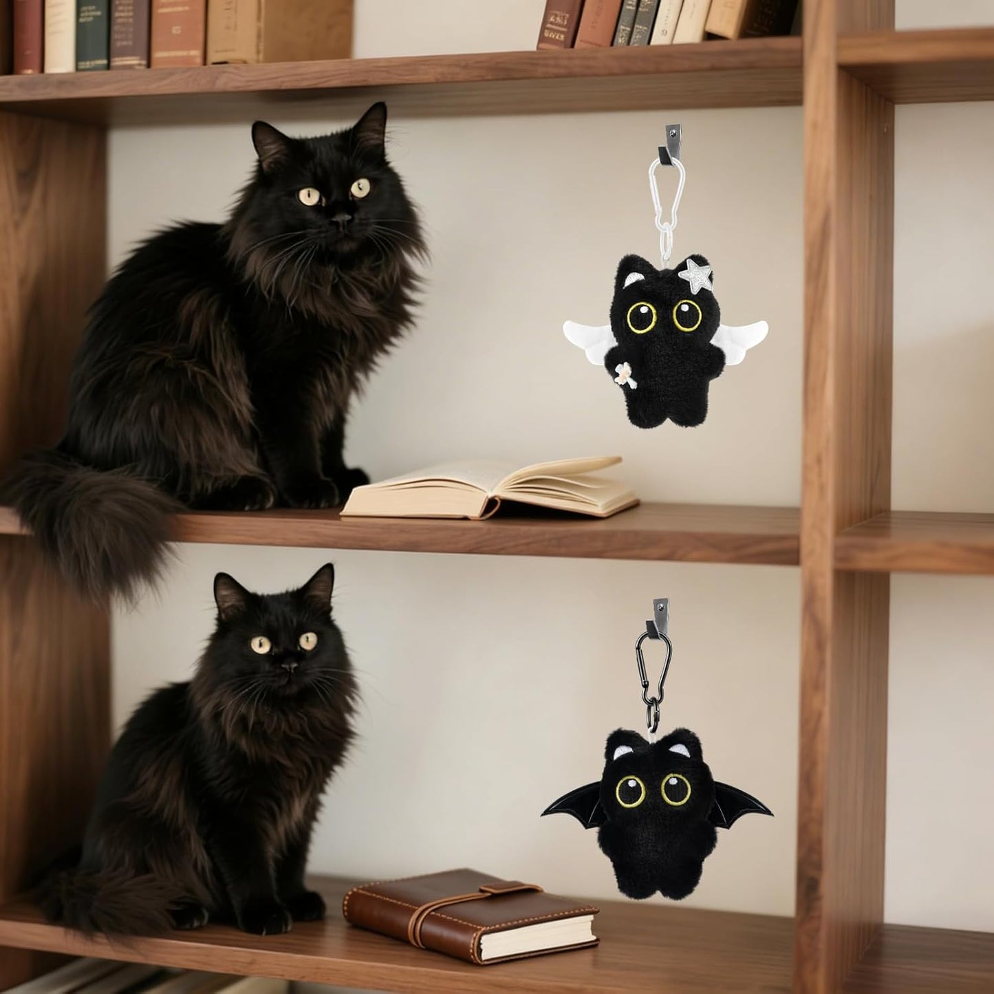 Black Cat Plush Keychain Bag Charms – Cute Kawaii Accessories for Handbags, Backpacks & Purses