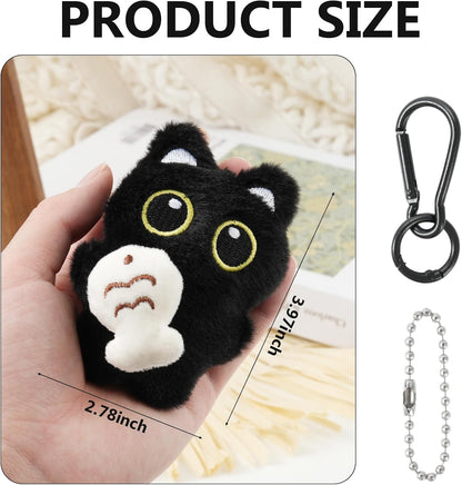 Black Cat Plush Keychain Bag Charms – Cute Kawaii Accessories for Handbags, Backpacks & Purses