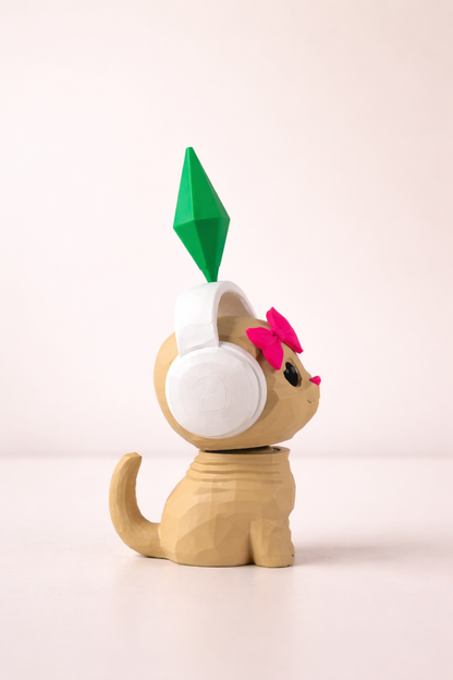 Sims Vibing Cat Figure Headphones & Plumbob