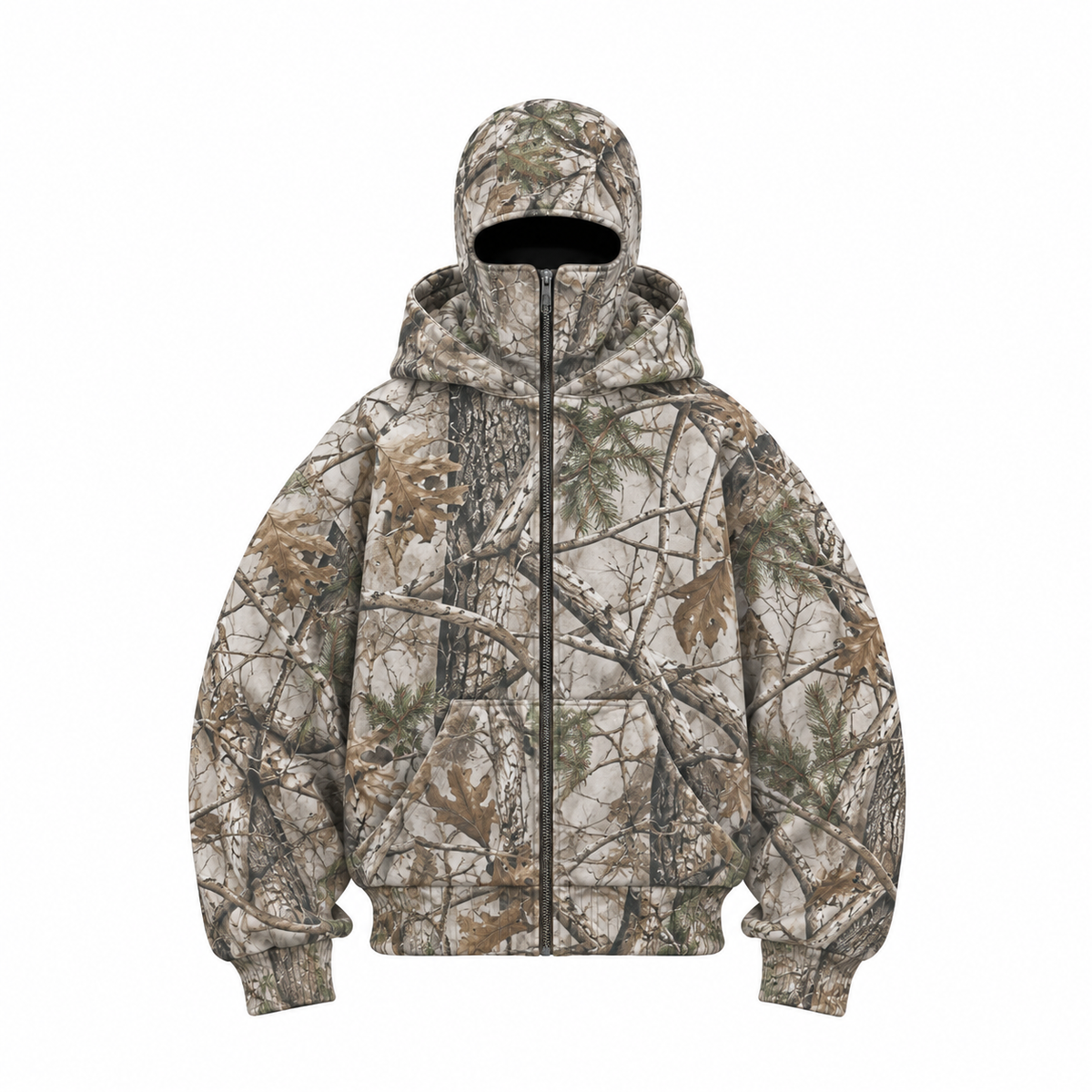 Camo mask cotton zip up