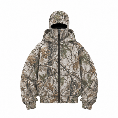 Camo mask cotton zip up