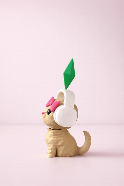 Sims Vibing Cat Figure Headphones & Plumbob